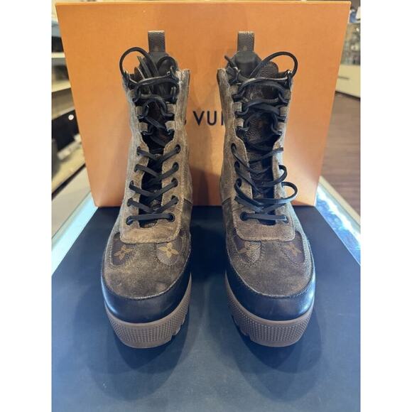 LOUIS VUITTON LAUREATE DESERT PLATFORM BOOT BEIGE/MONOGRAM LS(342248) - Picture 2 of 10